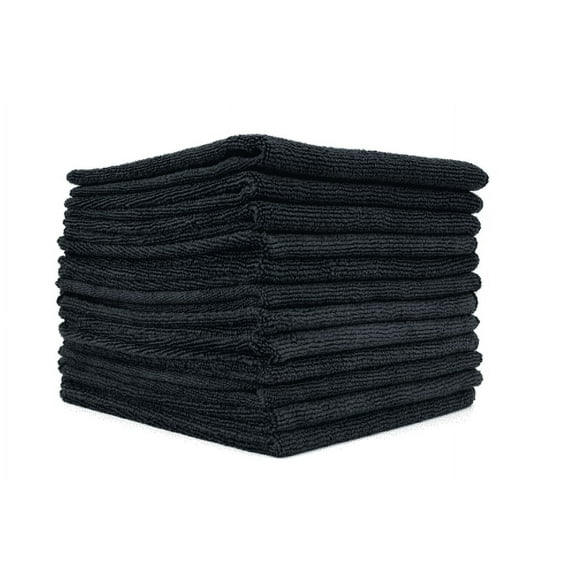 The Rag Company 51616-TERRY-BLK 16x16 All-Purpose Microfiber Towel BLACK 10 PACK