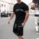 thumbnail image 1 of WILLBEST Pantalones Cortos para Hombre 2024, Conjunto de Camiseta Informal de Verano de 2 Piezas con Estampado de Letras para Hombre, Camiseta de Manga Corta con Cuello Redondo y Pantalones Cortos, 1 of 3