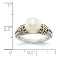 thumbnail image 4 of 14K Two-Tone Gold Ring Band Pearl Yellow Freshwater White, 4 of 5