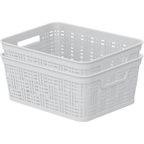Mainstays Small Decorative Basket, White, 2 Pack