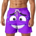 thumbnail image 3 of ibiyuan Funny Cartoon Face Print Swim Trunks Men Drawstring Waist Mens Bathing Suit Quickdry Elastic Waist Swimwear for Men Bathing Shorts, 3 of 5