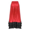 thumbnail image 4 of TiaoBug Women's Flamenco Dance Skirt Ruffled Irregular Hem Full Circle Swing Long Skirt for Tango Salsa Cha Cha Red L, 4 of 7