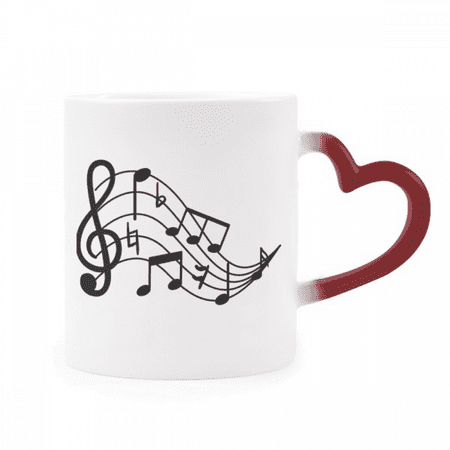 

Round-shaped Flappg Music Notes Heat Sensitive Mug Red Color Changing Stoneware Cup