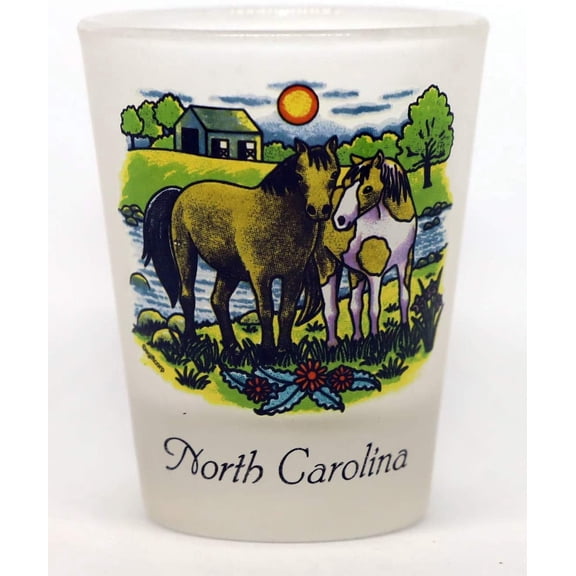 North Carolina Horses Frosted Collector's Souvenir shot glass