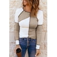 thumbnail image 4 of Women's White Irregular Color Block Seaming Trim Rib Knit Top, 4 of 15