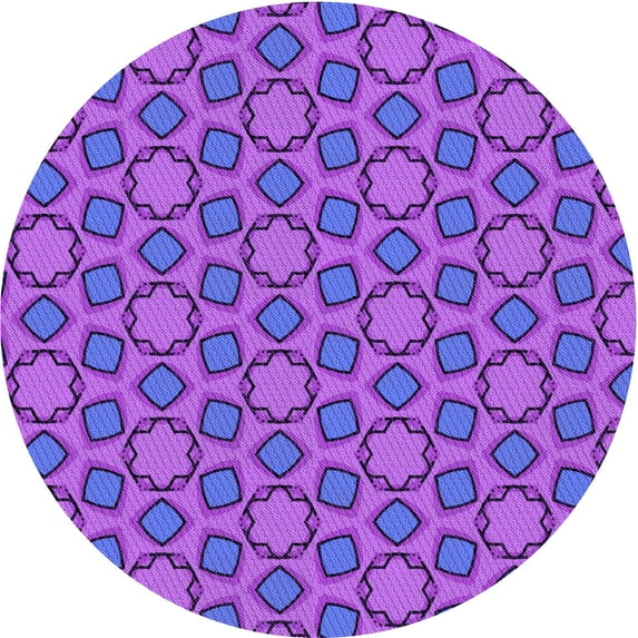 Ahgly Company Machine Washable Indoor Round Transitional Purple Daffodil Purple Area Rugs, 7' Round
