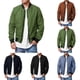thumbnail image 3 of Mens Casual Baseball Zip Up Jacket Biker Coat Pockets Crew Neck Outwear, 3 of 8