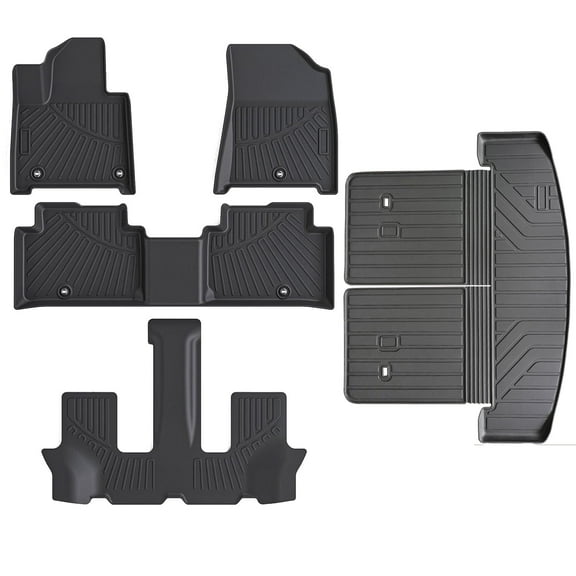 BaiCH Floor Mats Compatible with 2024 2025 Hyundai Santa Fe 6&7 Seats Fuel NO Hybrid Trunk Mat Cargo Mat Cargo Liner All Weather Santa Fe Accessories (Trunk Mat with Backrest Mat Floor Mats)