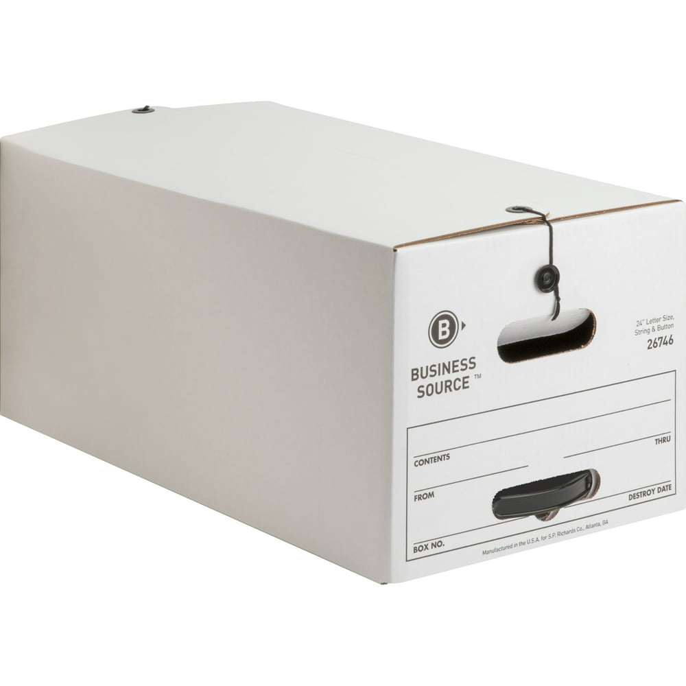 Business Source Medium Duty Letter Size Storage Box, White, 12 / Carton