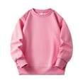 thumbnail image 4 of WUANDIXFA Toddler Boys Cotton Crewneck Sweatshirt 2-11 Years Baby Solid Long Sleeve Pullover Tops,Pink,6-7 Years, 4 of 4