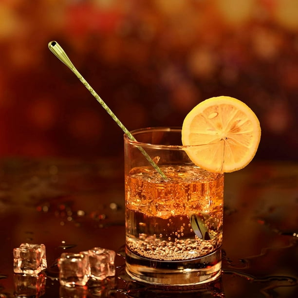 Agitateurs de mélange de cocktail pour boisson, acier inoxydable, longue  poignée en spirale, 12 pouces noir, 2 pièces