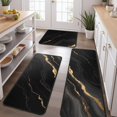 thumbnail image 2 of Black and Gold Marble Pattern Kitchen Rugs Set Of 3, Non Slip Washable Kitchen Runner Rugs, Decorative Floor Mats for Sink Laundry and Home Use, 17"x30" + 17"x47" + 17"x59", 2 of 5