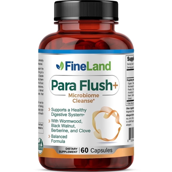 Fineland Vitamins PARA FLUSH   Microbiome Cleanse Supports Digestive System 60 Capsules