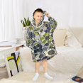 thumbnail image 6 of FORMRS Wearable Blanket Hoodie with Sleeves for Kids Cozy Flannel Sweatshirt, Green Floral, 6 of 7