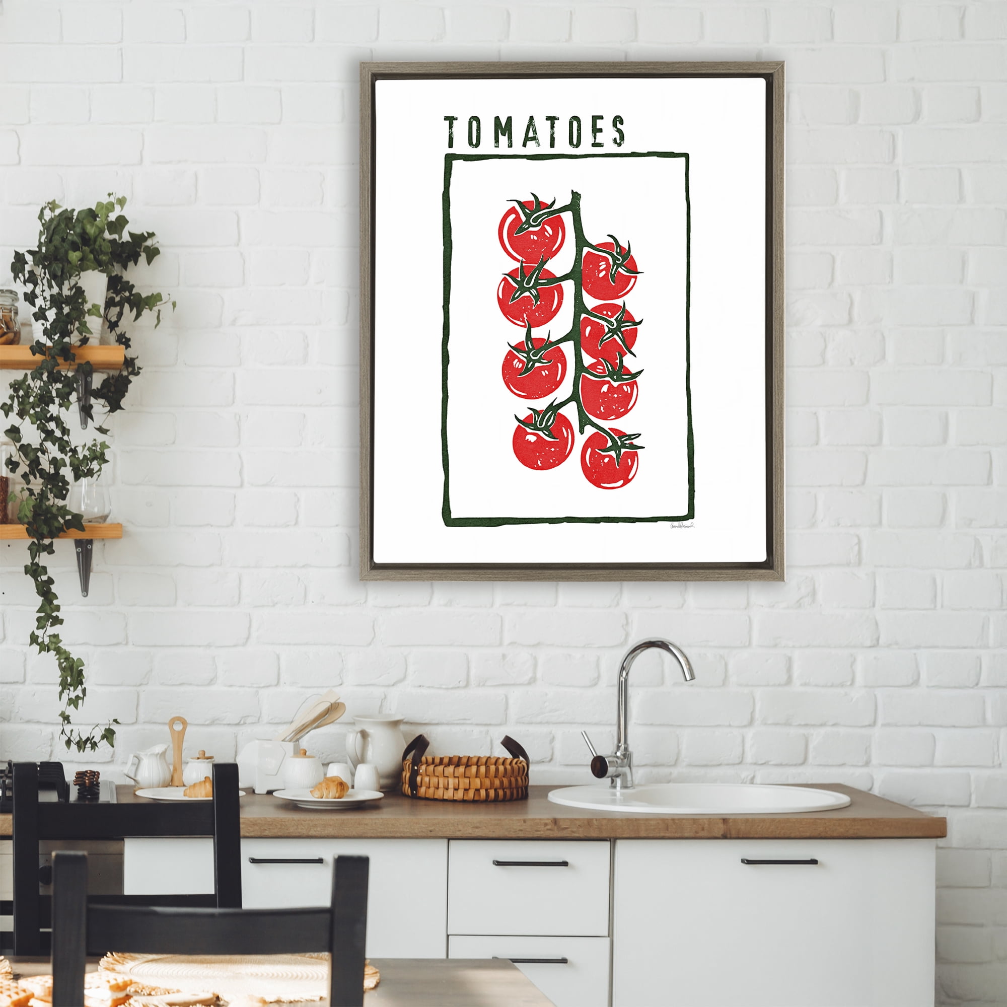 Stupell Industries Ripe Tomatoes Cluster Brown Framed Floater Canvas Wall Art, design by Amanda Greenwood