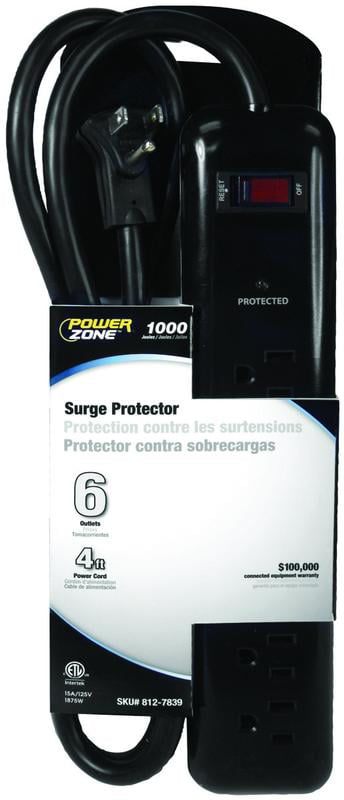 POWER ZONE OR802225 Surge 6 Outlet with 1000J Strip 