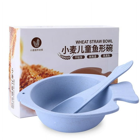

1 Set Unbreakable Cereal Bowl Wheat Straw Bowl Fish Shaped Bowl with Spoon