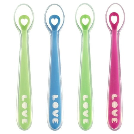 Munchkin Silicone Spoon Blue & Pink, 4 Count