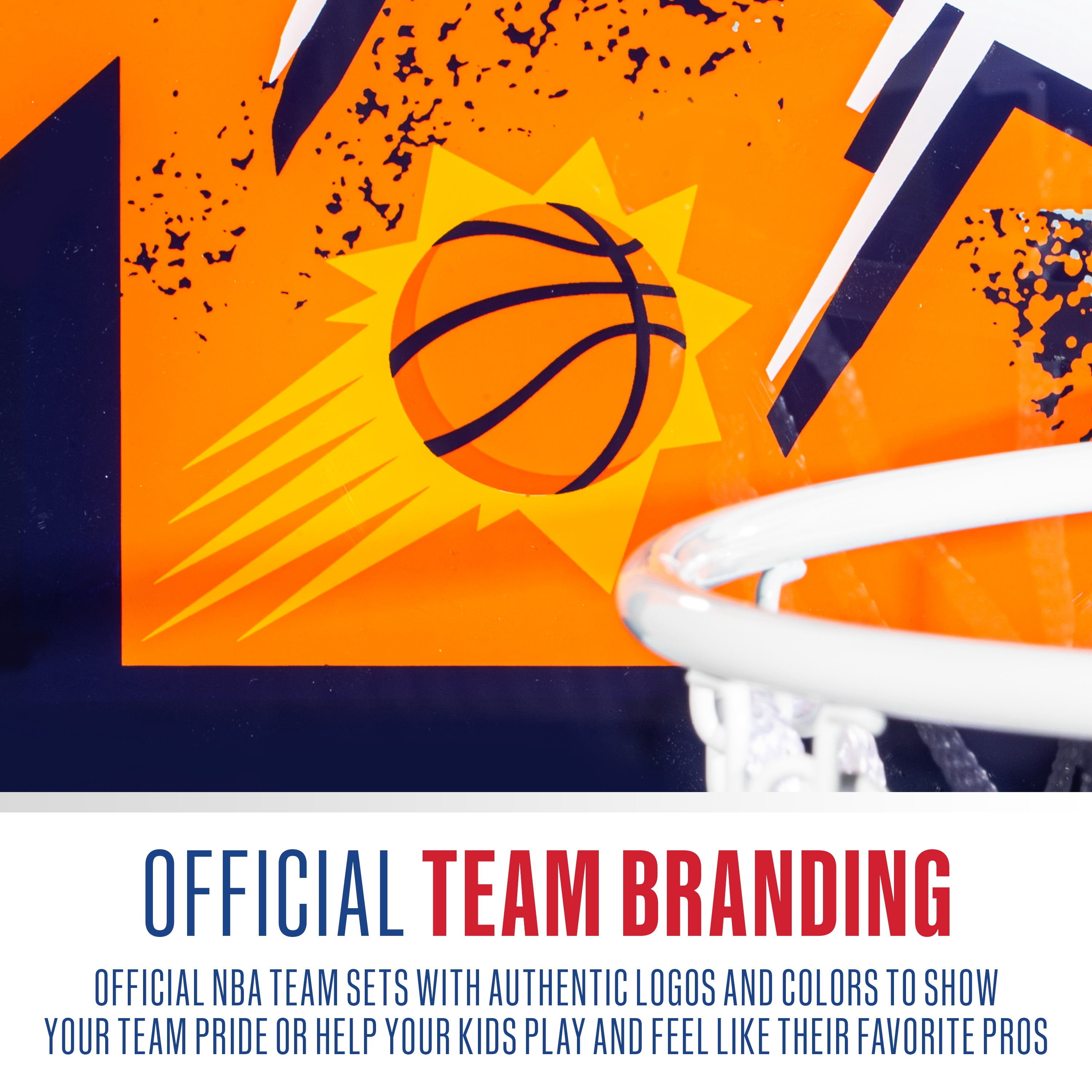 Franklin Sports NBA Phoenix Suns Over the Door Basketball Hoop - Kids Indoor Basketball Hoop with Mini Basketball - NBA Fan Shop Mini Hoop for Bedroom + Office - Over the Door Mini Hoop Set