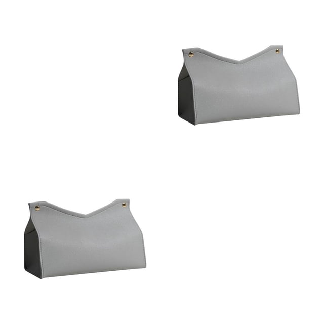 Toystoory Bolsa de almacenamiento de tejido de cuero PU en forma de V, soporte de gran capacidad, contenedor dispensador de toallas impermeable, Gris 2Conjunto