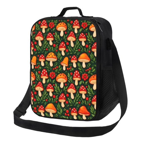 Forest Mushroom Lunch Bag Insulated Thermal Lunch Box with Shoulder Strap & Handle for Women and Men