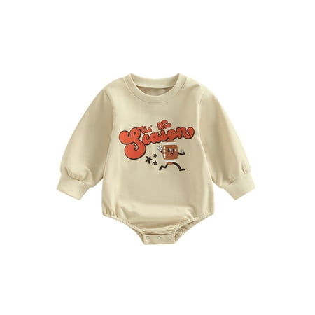 

IZhansean Nebworn Baby Boys Girls Romper Cartoon Letter Print Long Sleeve Sweatshirt Jumpsuit Overalls Apricot 3-6 Months