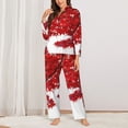 thumbnail image 2 of Fotbe Red Maple Leaf Pattern Long Sleeve Pajama Set for Women,Sleepwear Set,2-piece Loungewear Set,Soft PJs Comfy Nightwear with Pockets -X-Large, 2 of 7