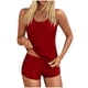 thumbnail image 2 of Tankini de moda para mujer, color sólido con cojín en el pecho y sin soporte de acero, traje de baño holgado con cordón dividido, trajes de baño de 3 piezas para mujer, trajes de baño tankini para muj, 2 of 7