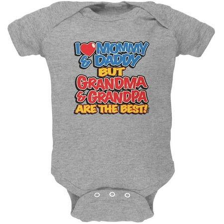 

I Love Mommy & Daddy Grandma & Grandpa The Best Soft Baby One Piece Heather 12 Month
