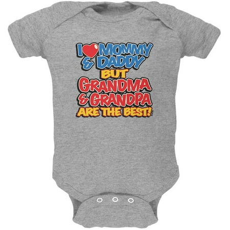 

I Love Mommy & Daddy Grandma & Grandpa The Best Soft Baby One Piece Heather 12 Month