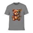 thumbnail image 6 of Men Vintage Steampunk Gear Butterfly Teddy Bear Graphic Crew Neck T-Shirt, Retro Machinery Plush Bear Poly Cotton Casual Short Sleeve Tee, 6 of 8