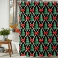 thumbnail image 4 of Christmas Tree Shower Curtain, Xmas Pine Tree Red Bow Winter Geometric Black Waterproof Fabric Shower Curtains with 12 Hooks, Bathroom Curtain Set for Bathroom Accessories Decor, 72 x 78 Inches, 4 of 9