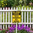 thumbnail image 4 of Soliyoahee Slow Down This is a Neighborhood Not a RacetrackYard Sign with Stake 4.6x6inch Rustproof Aluminum Lawn Decorations Community Slowdown Sign for Outdoor Road Street Garden Decor, 4 of 6