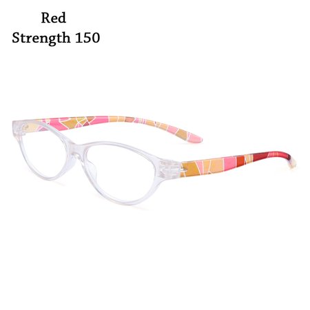 Women Elegant Vintage Portable Reading Glasses Eye Protection Anti-Blue Light Eyeglasses Ultra Light Frame RED STRENGTH 150