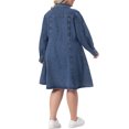 thumbnail image 3 of Agnes Orinda Women's Plus Size Denim Shirt Dress Long Sleeve Lapel Button Down Casual A-Line Midi Jean Dresses with Pockets 1X Gray Blue, 3 of 6