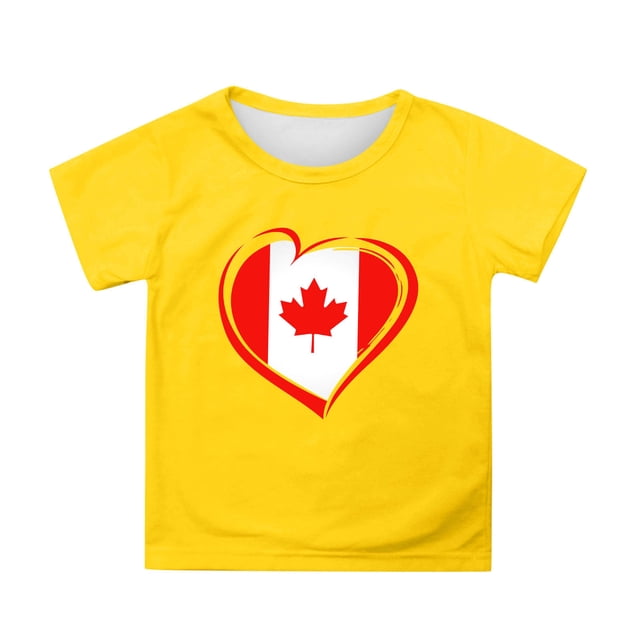 MEZZALL T-Shirt à Manches Courtes pour Filles, T-Shirt d'Été à Col Rond, T-Shirts Coupe Décontractée, Hauts Basiques, Jaune, 3-4 Ans