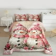 thumbnail image 2 of Manfei Lovely Xmas Snowman Full Size Comforter Sets,Rustic Flower Floral Bedding Comforter Set,Pink White Bedding Sets For Girl Teens,Breathable Home Decor Reversible,3-Piece, 2 of 8