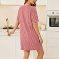 thumbnail image 5 of Hduncf Sleep Shirts for Women Nightgown Short Sleeves T shirt Night Dress Round Neck Polka Dot Nightgown with Pocket Pink M, 5 of 6
