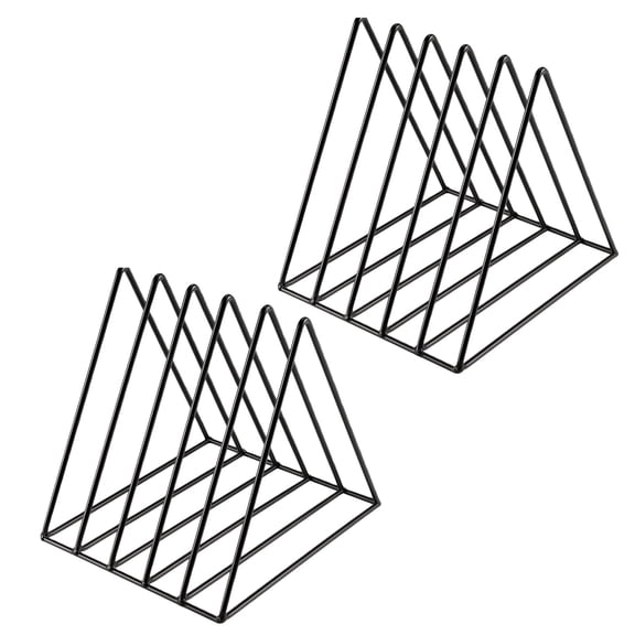 2 Pack Metal Magazine File Holder - 5 Slot Triangle Desktop Document Organizer, Black Iron File Rack for Office & Home, 7.1" W x 7.1" H