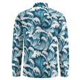 thumbnail image 4 of Ocean Waves Mens Long Sleeve Button Down Shirts, Casual Men's Button Up Shirt with Pocket, 4 of 6