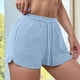 thumbnail image 5 of Pantalones Cortos de Pijama de Punto Gofre para Mujer, Suaves, con Cordón Ajustable, Informales, para Hacer Ejercicio y con Bolsillos. Azul XXL, 5 of 8