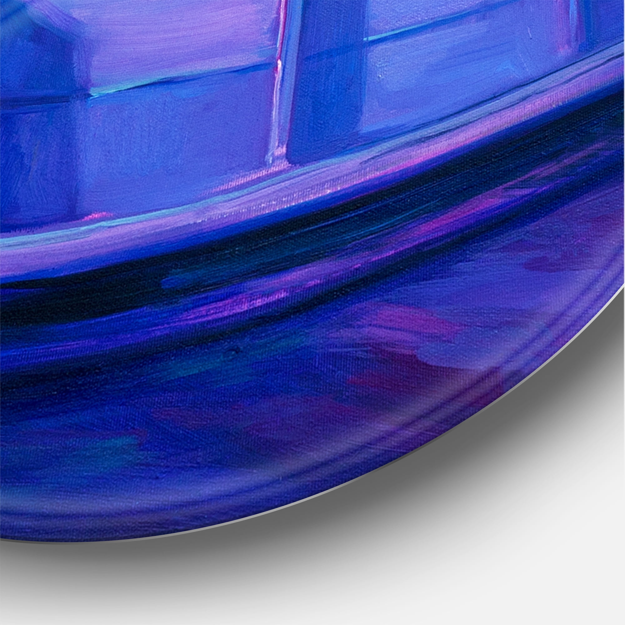 Designart 'Boats During Warm Sunset Resting On The Water II' Nautical & Coastal Circle Metal Wall Art 23x23 - Disc of 23