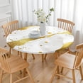thumbnail image 3 of White Marble Gold Spot Pattern Round Fitted Tablecloth with Elastic Edge,Dining Table Cover Waterproof,Outdoor Round Tablecloth for Camping,Dining,Indoor and Outdoor, 3 of 7