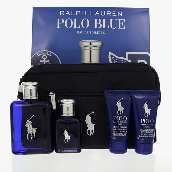 Polo Blue Men 5 Piece Gift Set - 4.2 Oz Eau De Toilette Spray By Ralph Lauren