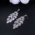 thumbnail image 5 of Fashion Cubic Zirconia Stones Leaf Long Dangle Drop Earring for Women, 5 of 6