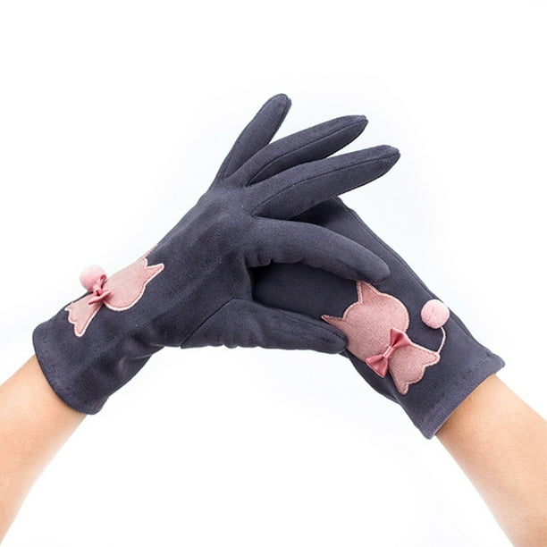 Qarigey 1 par de guantes térmicos para mujer, a prueba de viento, con pantalla táctil, para deportes al aire libre, cálidos, para montar en guantes y mitones Gris Qarigey AP013054-05