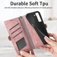thumbnail image 5 of Funda de cuero con hebilla lateral y cremallera geométrica para Samsung Galaxy S23 Ultra 5g (rosa), 5 of 5