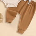 thumbnail image 5 of UngA Newborn Baby Boy Clothes Fall Outfit Infant Letter Print Romper Pants Hat Set Coming Home 3Pcs Matching Outfits (Beige,9-12 Months), 5 of 6