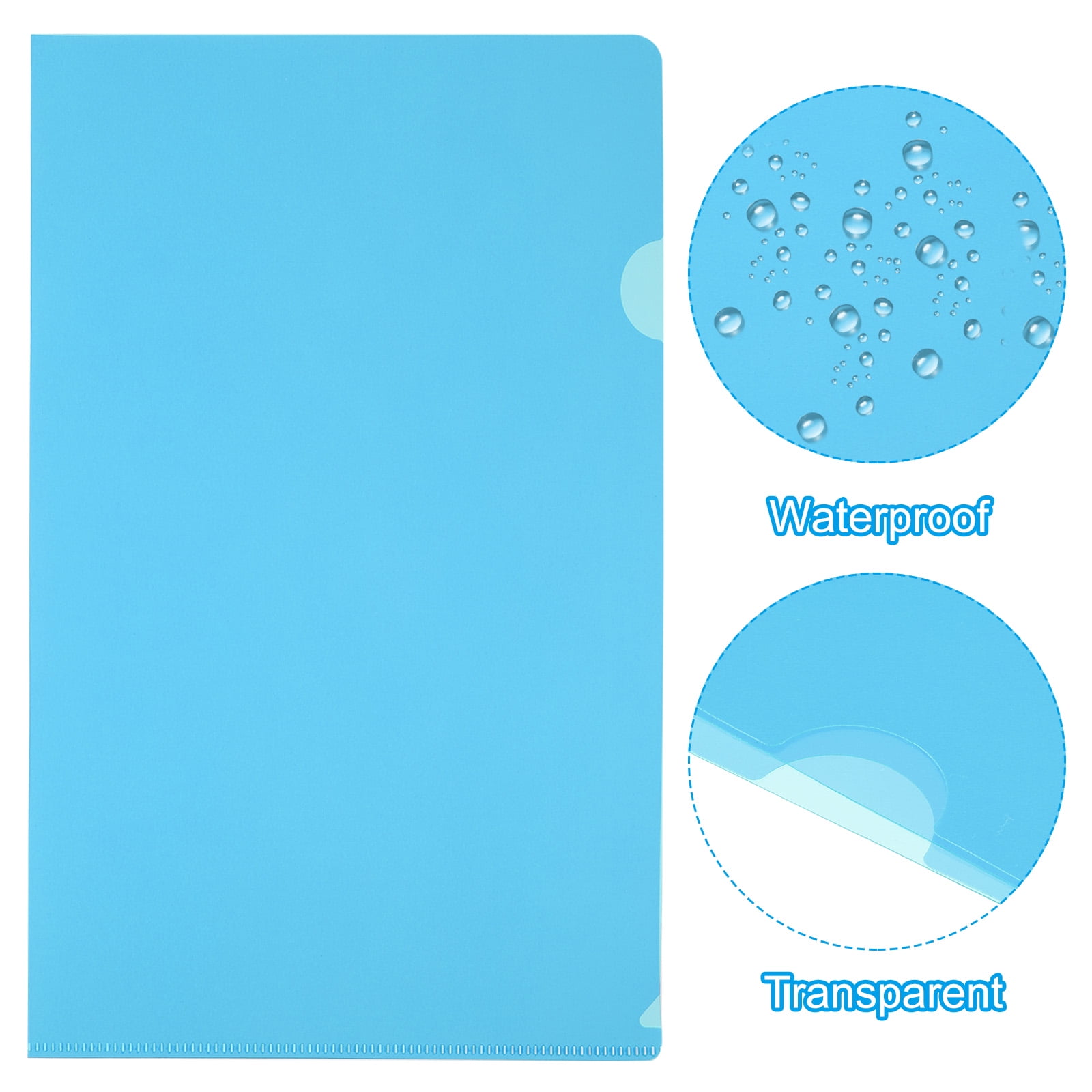 Uxcell L Type Folders 50 Pack A4 Plastic File Project Pockets Clear Paper Document Jacket Sleeves Sky Blue