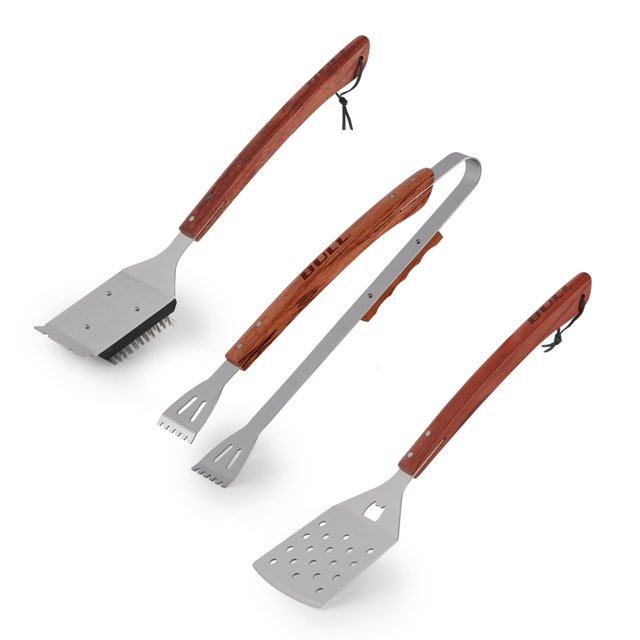Bull Vineyard Hardwood 3 Piece BBQ Barbecue Grilling Cooking Tools Full Set